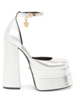 Versace Metallic Satin Platform Pumps