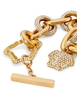 Versace Medusa Curve Goldtone & Crystal Charm Bracelet -Versace Online Shop unnamed file 1028