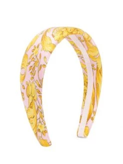 Versace Baroque-Print Silk Headband Gold Print