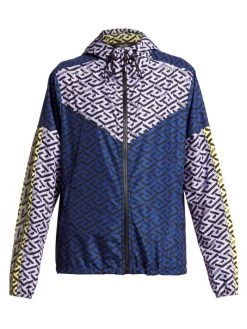 Versace Colorblock Greca Print Windbreaker