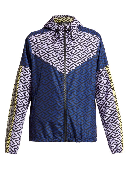 Versace Colorblock Greca Print Windbreaker 1 Versace Colorblock Greca Print Windbreaker