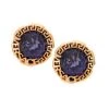 Versace Goldtone & Crystal Stud Earrings