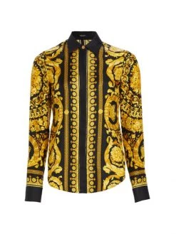 Versace Barocco Silk Button-Front Shirt