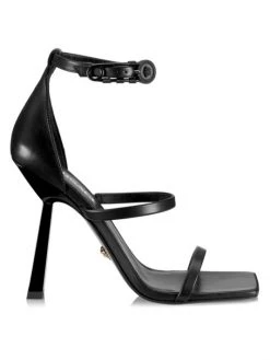 Versace 3-Strap Safety Pin Leather Sandals