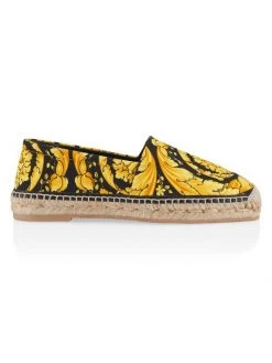 Versace Barocco-Print Canvas Espadrilles