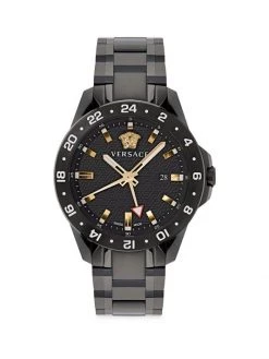 Versace Sport Tech GMT Matte Black Stainless Steel Watch For Men