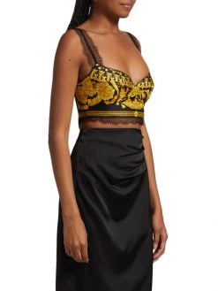 Versace Cropped Printed Silk & Lace-Trim Top -Versace Online Shop unnamed file 1272