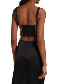 Versace Cropped Printed Silk & Lace-Trim Top -Versace Online Shop unnamed file 1273