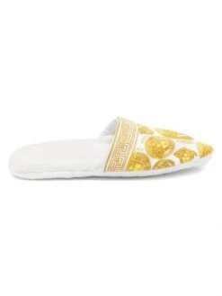 Versace Medusa Print Cotton Slippers White -Versace Online Shop unnamed file 1386