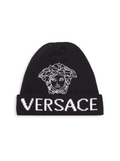 Versace Kid's Wool Medusa Logo Jacquard Beanie For Kids