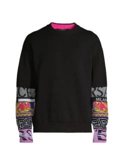 Versace Printed Sleeve Crewneck Sweater For Men