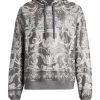 Versace Silver Baroque, Silver And Bluette Bio-Laminated Sweatshirt For Men
