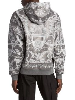 Versace Silver Baroque, Silver And Bluette Bio-Laminated Sweatshirt For Men -Versace Online Shop unnamed file 1483