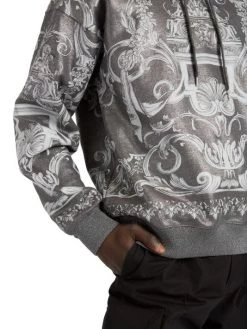 Versace Silver Baroque, Silver And Bluette Bio-Laminated Sweatshirt For Men -Versace Online Shop unnamed file 1484