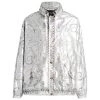 Versace Silver Baroque, Silver And Bluette Laminated Tecno Blouson Jacket For Men