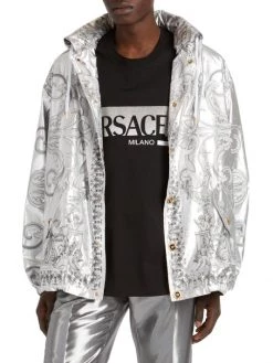 Versace Silver Baroque, Silver And Bluette Laminated Tecno Blouson Jacket For Men -Versace Online Shop unnamed file 1500