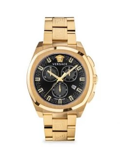 Versace Geo Chrono IP Yellow Gold Chronograph Bracelet Watch For Men