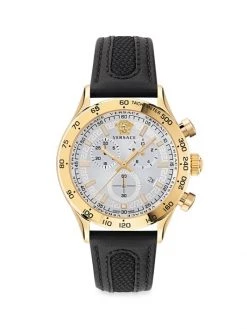 Versace Hellenyium Chrono 44MM Leather Watch For Men