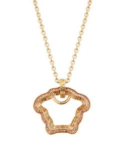 Versace Medusa Curve Goldtone & Crystal Pendant Necklace