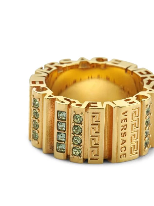 Versace Goldtone & Crystal Logo Ring 2 Versace Goldtone & Crystal Logo Ring - Image 2