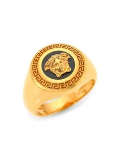 Versace Icon Goldtone & Enamel Ring