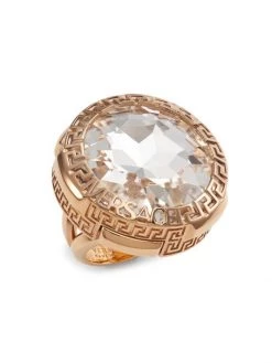 Versace Goldtone & Crystal Ring