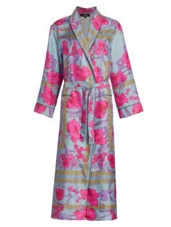 Versace Printed Silk Long Robe