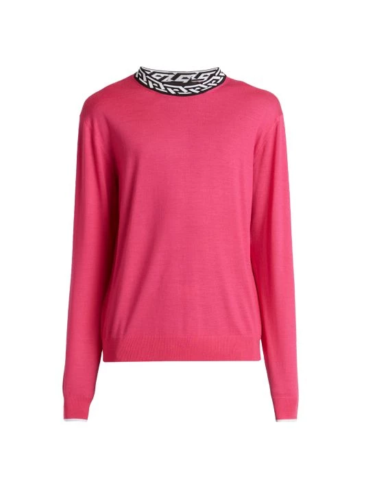 Versace La Greca Signature Knit Sweater For Men Black 1 Versace La Greca Signature Knit Sweater For Men Black