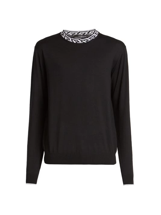 Versace La Greca Signature Knit Sweater For Men Black 3 Versace La Greca Signature Knit Sweater For Men Black - Image 3