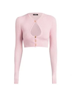 Versace Rib-Knit Keyhole Cardigan