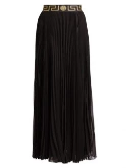 Versace Grecco Pleated Coverup Maxi Skirt
