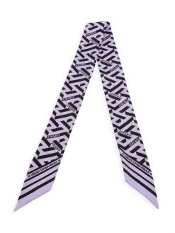 Versace La Greca Silk Skinny Scarf Candy Black