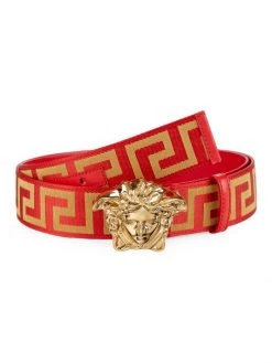 Versace La Medusa Leather Belt For Men Black Versace Gold