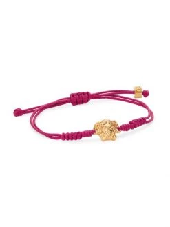 Versace V-Knot Goldtone & Braided Cotton Bracelet