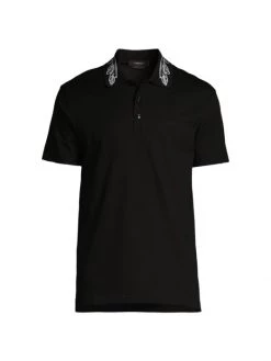 Versace Silver Baroque, Fuchsia And Tawny Cotton Polo Shirt For Men Black -Versace Online Shop unnamed file 1836