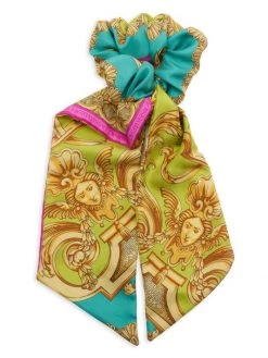 Versace Barocco Goddess Silk Ribbon Scrunchie