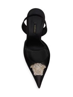 Versace Crystal Medusa Satin Slingback Pumps Black -Versace Online Shop unnamed file 1965