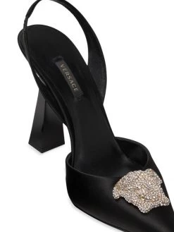 Versace Crystal Medusa Satin Slingback Pumps Black -Versace Online Shop unnamed file 1966