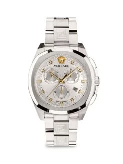 Versace Geo Chrono Stainless Steel Chronograph Bracelet Watch For Men
