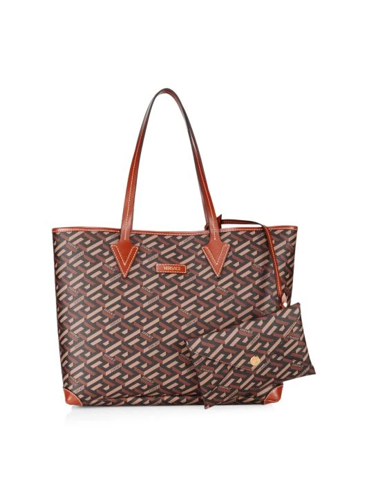 Versace Greca Monogram E/W Coated Canvas Tote Black Multi 4 Versace Greca Monogram E/W Coated Canvas Tote Black Multi - Image 4