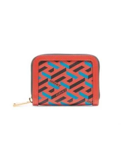 Versace Coated Canvas Monogram Zip-Around Wallet