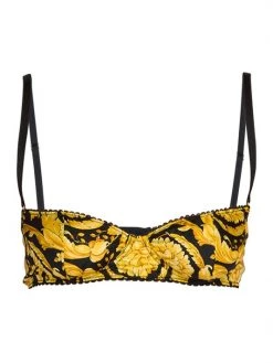 Versace Barocco-Print Silk Bralette