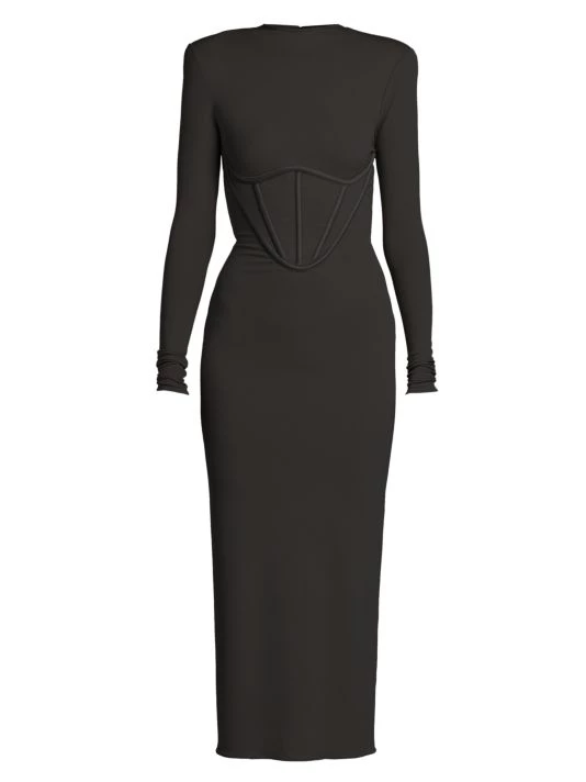 Versace Jersey Long-Sleeve Midi-Dress 1 Versace Jersey Long-Sleeve Midi-Dress