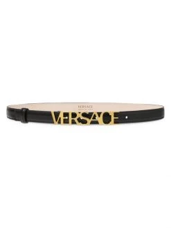 Versace Logo Leather Belt Nero Versace