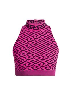 Versace Sleeveless La Greca Jacquard Top