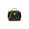 Versace Medusa Micro Studded Suede Top Handle Bag Black