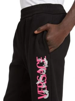 Versace Silver Baroque, Silver And Bluette Cotton Sweatpants For Men -Versace Online Shop unnamed file 2168