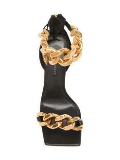 Versace Chain & Leather High-Heel Sandals Black -Versace Online Shop unnamed file 2184