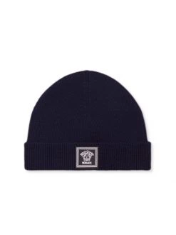 Versace Logo Virgin Wool Knit Beanie Black -Versace Online Shop unnamed file 221
