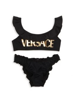 Versace Little Girl's & Girl's 2-Piece Logo Swimsuit For Kids Black -Versace Online Shop unnamed file 2237